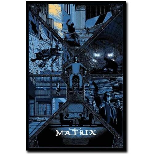 Hot The Matrix Fight Classic Movie Retro Film Silk Fabric Wall Poster Art Decor Sticker Bright