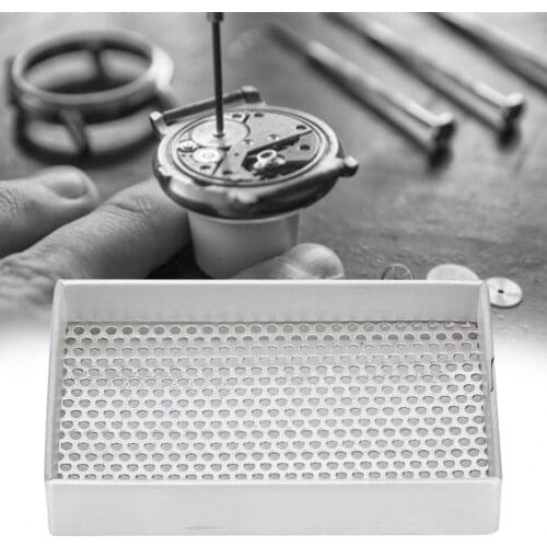 Watch Parts Storage Tray Rectangle Aluminum Frame Steel Mesh Cleaning Tool Organizer Dryer Plate Watchmaker Tool