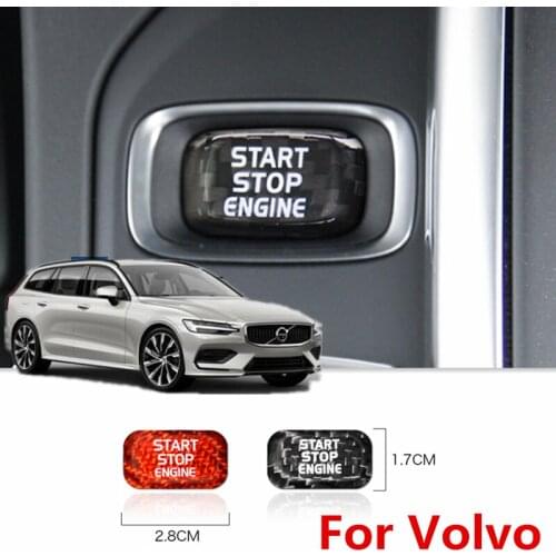 Car Engine Start Button Sticker Carbon Fiber Ignition Starter Sticker Cover Trim For Volvo V40 V60 S60 S60L XC60 Accessories