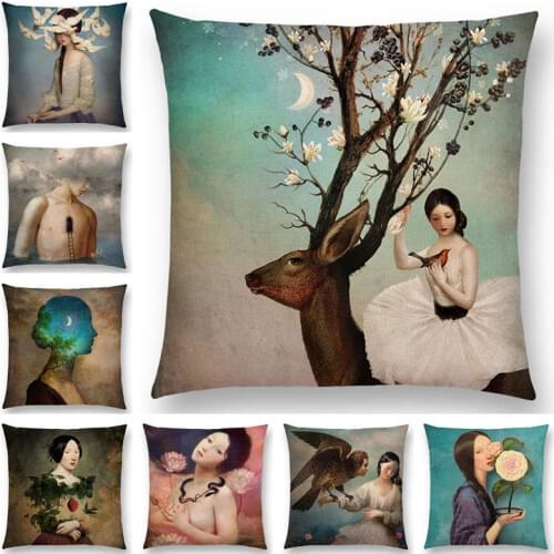New Elegant lady cute girl Shakespeare imagine Fantasy oil painting dreamy feeling fable fate Thorw Pillow Case Cushion Cover