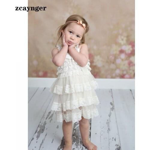 Girls Dress Summer dress for girl White lace beige one-piece dress Baby Clothing Daughter 2-8 Age & Mom For Pregnant