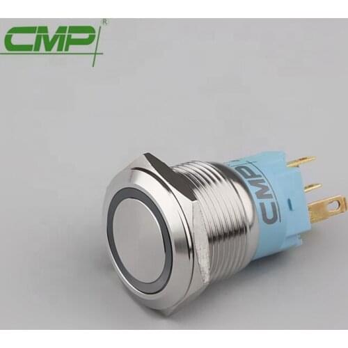 Professional Production Of 19MM Metal Button Switch Stainless Steel Waterproof Reset Self-Locking Ring Belt Light