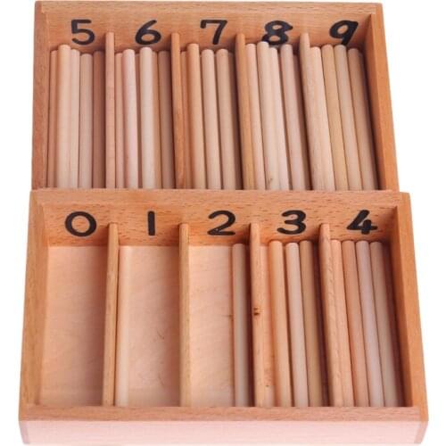 Educational Montessori Wooden Spindle Box 45 Spindles Mathematics Counting Educational Toy