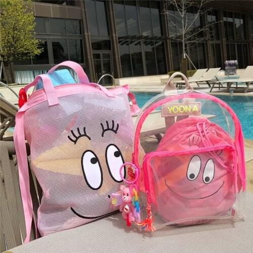 INS Cute Cartoon Transparent Baby PVC Backpacks Kindergarten Jelly Schoolbag Beach Swimming Bag Kids Children Girls Boys