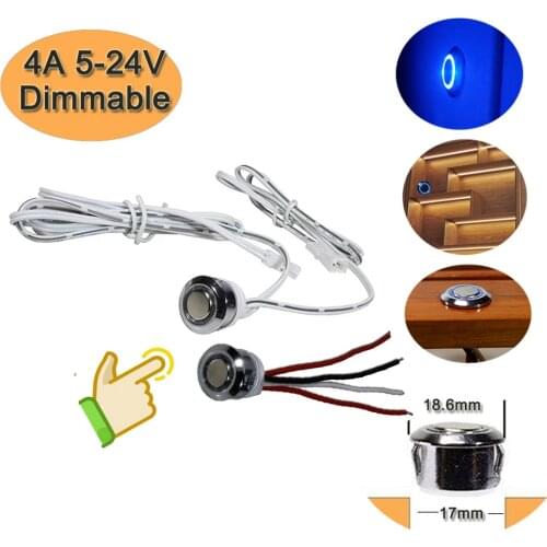 4A 5V 12V 24V Touch Switch Stepless Dimming Metal Touch Button Light Switch Fit For DC 5V 12V -24V LED Strip