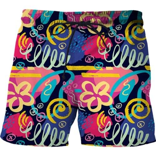 Abstract graffiti pattern Mens Swim Shorts Beachwear Trunks Men Swimsuit Breathable Bathing Beach shorts Surf shorts men