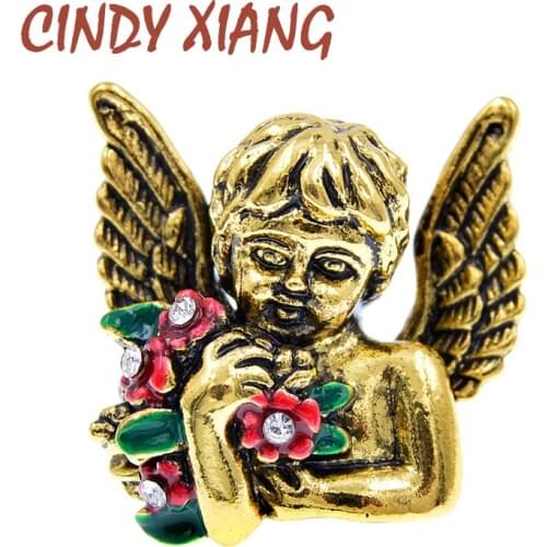 CINDY XIANG New Creative Rhinestone Human Head Brooches for Women Vintage Enamel Flowers Brooch Fashion Jewelry Accessories 2021