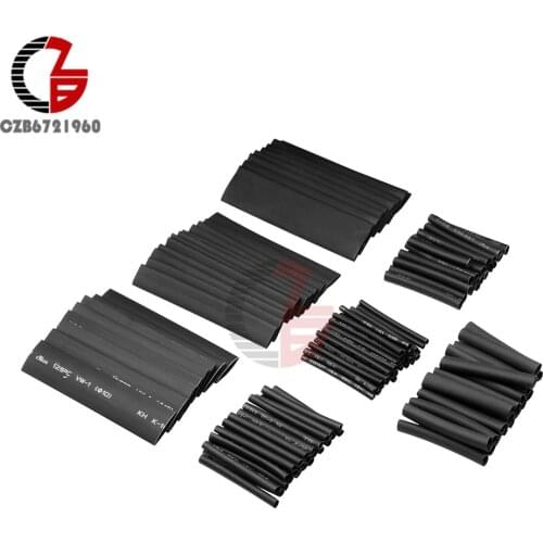 127pcs/lot Black Glue Weatherproof Heat Shrink Sleeving Tubing Tube Assortment Wrap Wire Kit with Polyolefin Tube