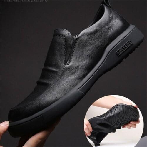 Leather Shoes Mens Autumn Business Shoes Lace Up Soft Sole Male Casual Shoes Black Loafers Non-slip Sneakers Man Dress Shoes