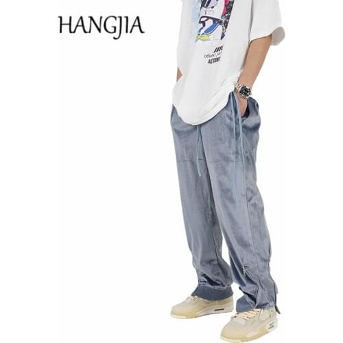 Hip Hop Streetwear Velvet Mens Wide Leg Pant Side Zip Adjustable Black Blue Joggers Pants Women Mens Velour Baggy Sweatpant