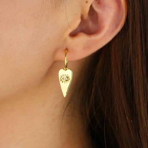 2019 Punk Metal Gold Color Heart Earring For Women Lady Vintage Exaggerate Statement Eye heart Dangle Earring Ear Jewelry