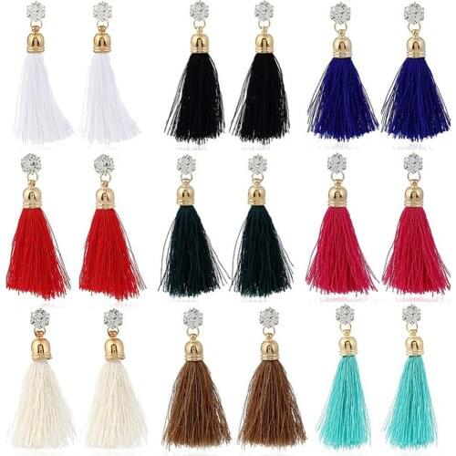 Trend bohemian ethnic style Fashion Long Tassel Dangle Rhinestone Drop Earrings Jewelry for Women Celebrity Gift For Women 2020