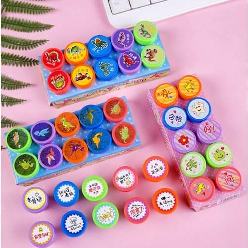 10 Pcs/Set DIY Cute Cartoon Animal Stamps Toys Washable Colorful Cartoon Animal Halloween Press Stamps Toys Kids PhilatelyToys
