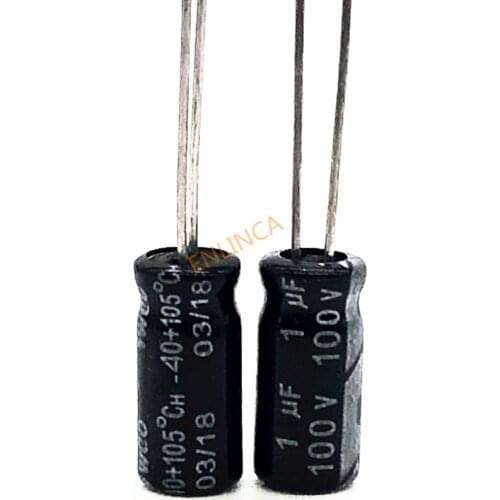 300pcs/lot 100V 1UF 5*11 20% RADIAL aluminum electrolytic capacitor 1000nf 20