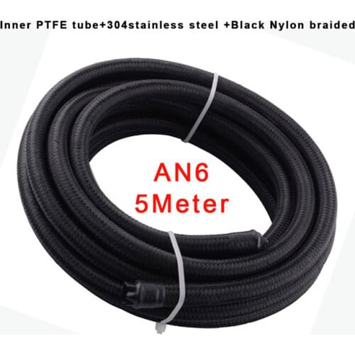 5M Braided AN6-AN6-06AN PTFE E85 Fuel Hose Oil Gas Cooler Hose Line Pipe Tube Outside 304 Stainless Steel Braided Inside PTFE