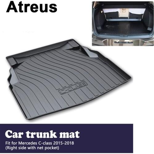 Atreus Car Trunk Cargo Floor Liner Tray Mat Protection Blanket For Mercedes C-class W205 With net pocket 2015 2016 2017 2018