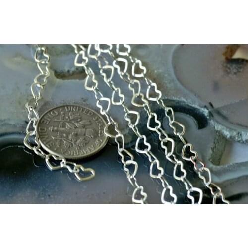 Free shipping!!!! 20m/lot silver Plated Copper Chain Heart Link Chains 3*4mm
