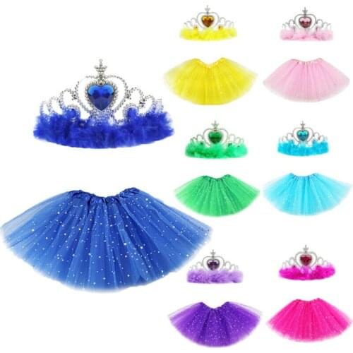 Toddler Baby Girl Princess Tulle Tutu Skirt+crown Birthday Party Costume Solid Skirts Casual Mini Skirts