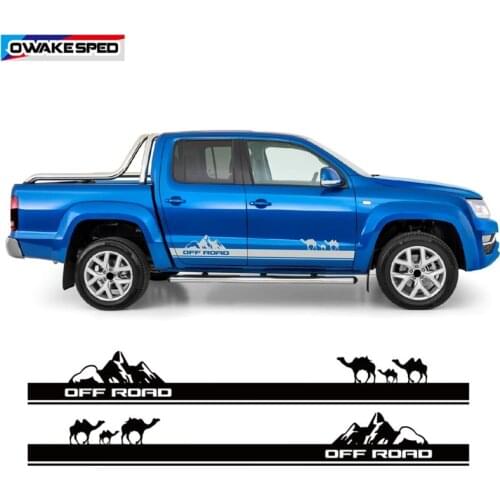 For Volkswagen Amarok OFF ROAD Mountain Graphics Stripes Car Camel Door Side Skirt Sticker Pickup Trunk Auto Accessories