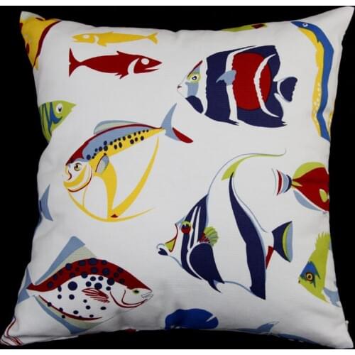 EA350 Plain Fish Blue Red Yellow Green White Printed A grade 100% Cotton Canvas Cushion Cover Pillow Case (Custom Size)