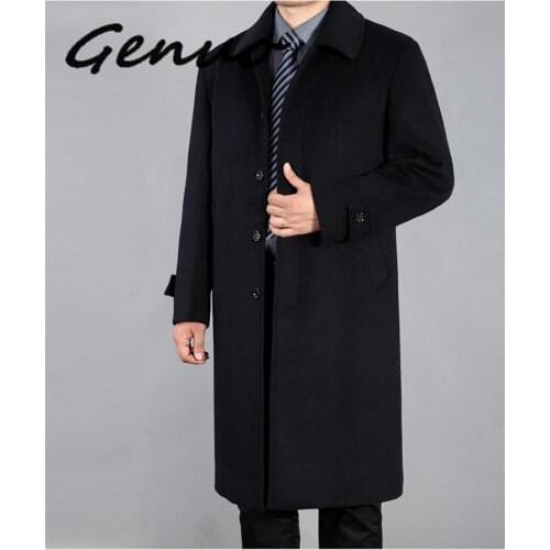 Genuo New 2020 Winter Overcoat Men Long Wool Coat Business Casual Turn-down Collar Clothing Casaco Masculino Black Grey Coats