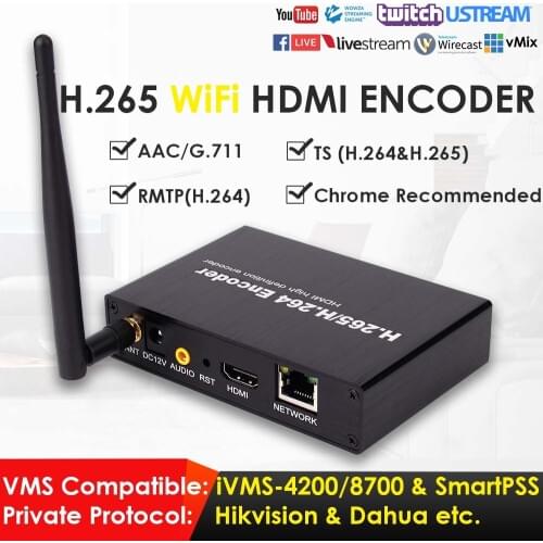 H.265 1080P Wireless WiFi HDMI Network Video Encoder 50fps Suitable for IPTV Live Broadcast to YouTube Facebook W/TS RTMP DDNS
