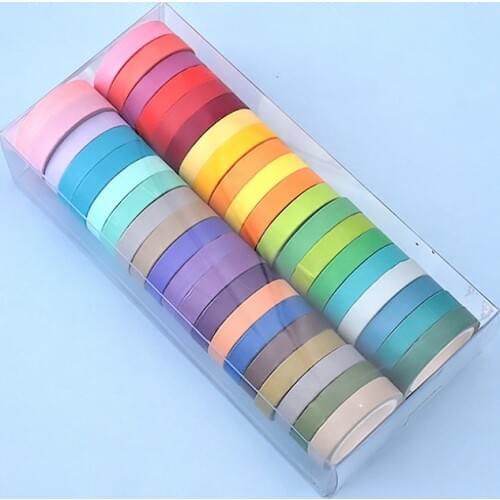 40Pcs/box Rainbow Solid Color Japanese Masking Washi Sticky Paper Tape Adhesive Printing DIY Scrapbooking Deco Washi Tape