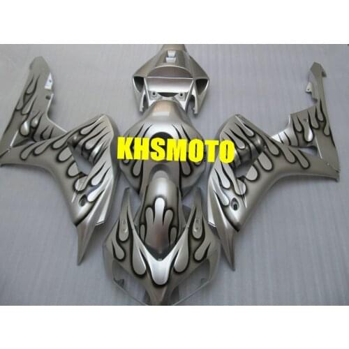 Motorcycle Fairing Kit for HONDA CBR1000RR 06 07 CBR 1000RR 2006 2007 CBR1000 ABS black flames silver Fairings set+gifts HK28