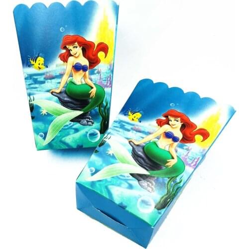 6pcs/set mermaid Popcorn Box Party Supplies for Kids Children Birthday Party disposable fiestas infantiles decoracion
