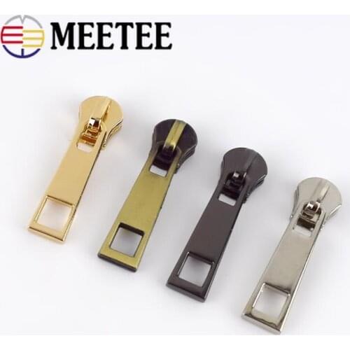 10pcs Meetee 5# Metal Zipper Pull Zip Slider Alloy Zipper Head Lock Suitcase for Sewing Garment Bags Luggage Hardware Fittings