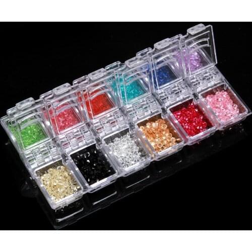 Micro AB Rhinestones Nail Decoration Colorful Glitters With Separate Hard Plastic Case For DIY Nail Tips 12 Different Colors