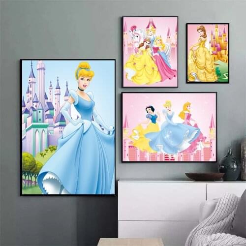 Cartoon Disney Canvas Paintings Disney Snow White Girl Posters and Prints Wall Art Pictures for Childrens Room Home Pink Decor