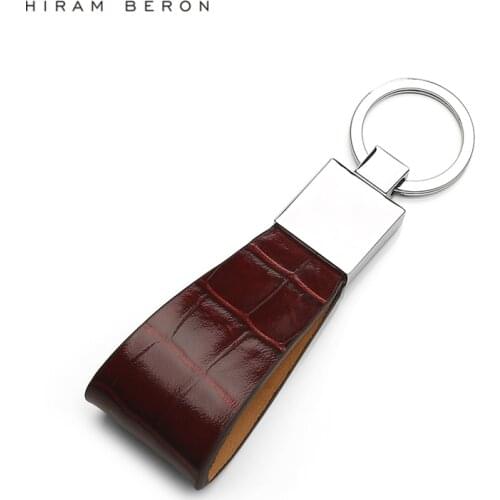 Hiram Beron Key Holder Men Genuine Leather Keychain Metal Key Ring Custom Name or initial service crocodile pattern dropship