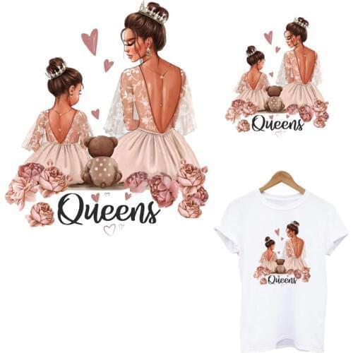 Ross Queens Path Iron-on Transfers For Clothing Mom&Daughter Patches Sticker On Clothes DIY Lovely Heat Transfer Appliqued