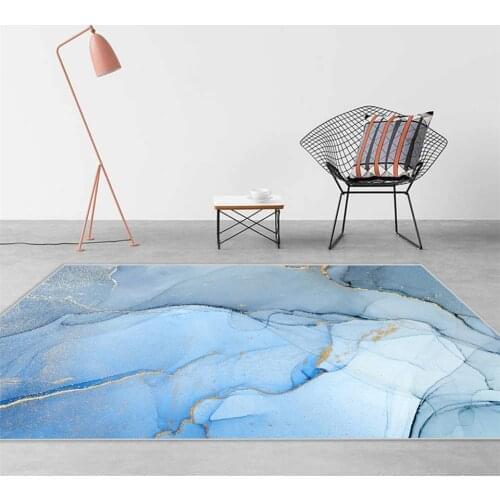 Sky Blue Wash Painting Abstract Carpet Nordic Rug for Bedroom Simple Modern Floor Mat Carpet Coffee Table Rug Bedside Mat