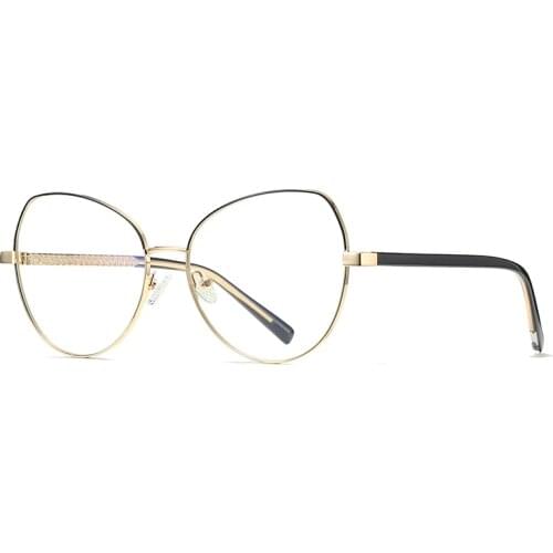 Oversized Round Cat Eye Retro Anti-blue Light Metal Glasses Frames Women Optical Fashion Female Computer Goggles EyeGlasses