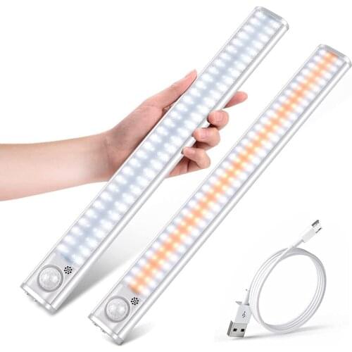 Closet Light PIR Motion Sensor Cabinet Lights 80/120/160 LED USB Rechargeable Lighting Wall Lamp for Bedroom Wardrobe Stairs