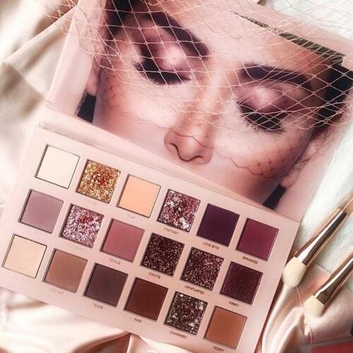 Nu-de 18 Colors Eye Makeup Matte Glitter EyeShadow Diamond Shimmer Eye Primer Luminous Eye Shadow Pigment Eye Shadow Palette