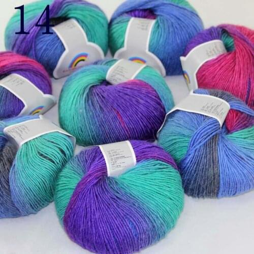 Sale Soft 8X50gr ballCashmere Wool Colorful Rainbow Wrap Shawl DIY Hand Knit Yarn Red Purple Blue Gray 524-14-8