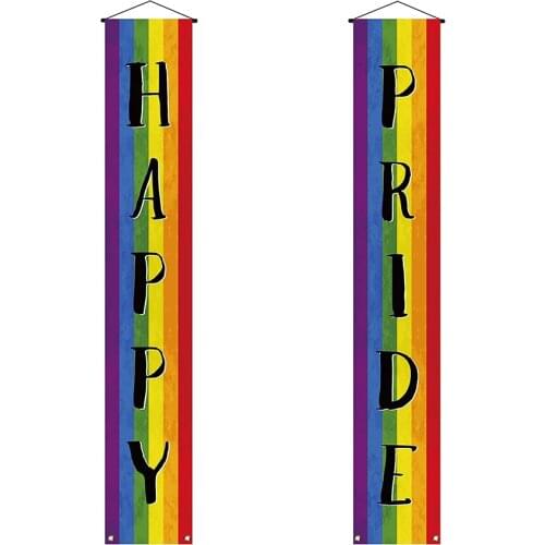 Gay Pride Day Couplet Outdoor Happy Porch Banner LGBT Month Prom Rainbow Door Wall Sign Party Decoration Supplies Hot Selling