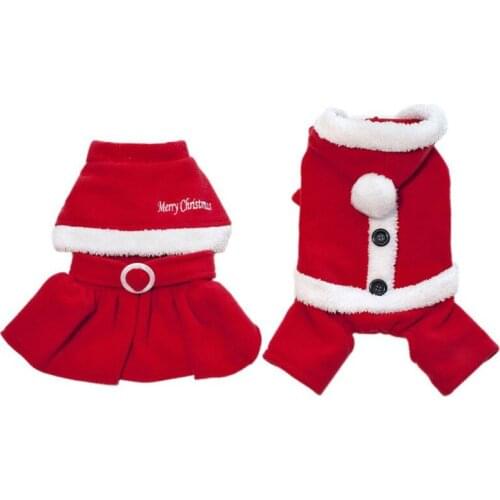 Christmas Pet Dog Jumpsuits Dress Clothes Autumn Winter Warm Pet Costume for Chihuahua Yorkshire Pet Festival Dress up Apparel