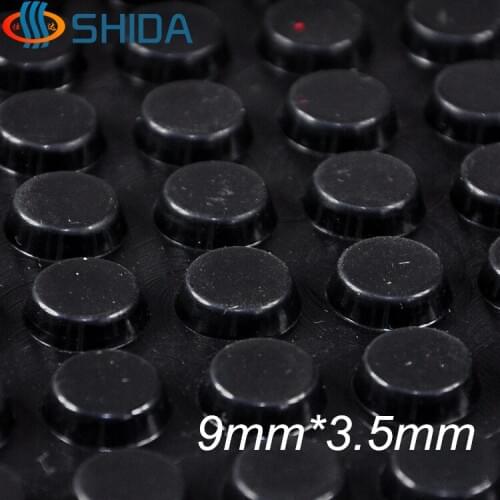 Free Shipping 200PCS 9*3.5mm Black Self Adhesive Anti Slip Bumper Silicone Rubber Feet Pads Flat High Sticky Shock Absorber Pads