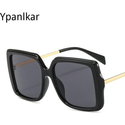 Retro Large Frame Square Sunglasses For Women Luxury Brand Trendy Metal Sun Glasses Men Outdoor Street Shades Eyewears Female