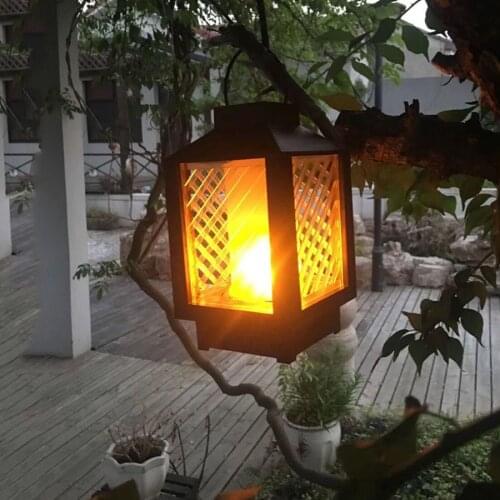 Solar Lights Outdoor Solar Powered Lantern Flickering Flame Hanging Light Waterproof Garden Patio Pathway Deck LED Flame Lantern