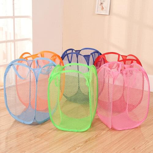1Pc Large Laundry Basket Storage Light Nylon Mesh Foldable Household Dirty Clothes Bag Washing Child Storage Organization