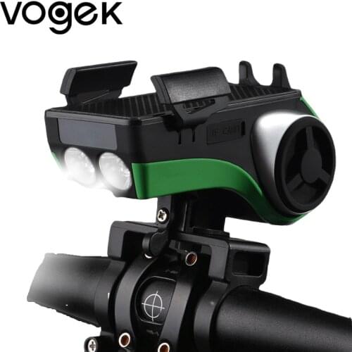 Vogek 5 in 1 Waterproof Bicycle Computer Cellphone Holder Bluetooth Audio Player 4400mAh Power Bank Cycling Bell Bike Headlight