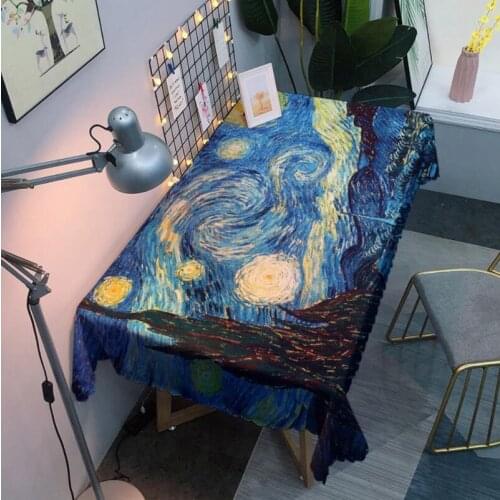 Van Gogh Oil Painting 3D Tablecloth Cloth Dust-proof Rectangular Table Cover for Party Home Decor Waterproof Tablecloth 02