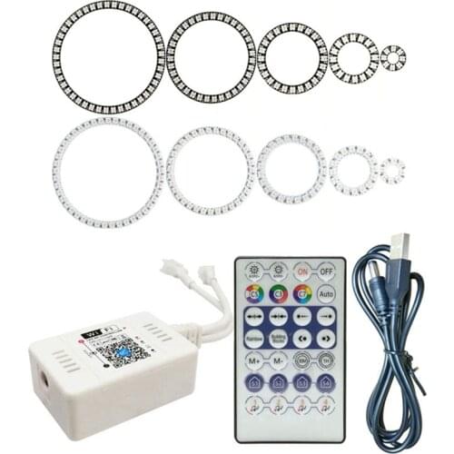WS2812b 8/16/24/35/45 Leds Pixel Ring Modules Light Individually Addressable 28-key WiFi Music LED Controller Kit DC5V