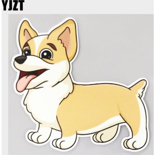 YJZT 13.5CM×12.7CM High Quality Cute Corgi Cartoon Decal PVC Car Sticker 11C-0277
