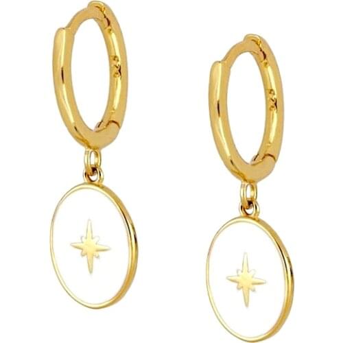 YUXINTOME 925 Silver Ear Buckle Star Hoops Huggies Snowflower CZ Luxury Drop Fashion Earrings For Women 2021 Statement Earrings